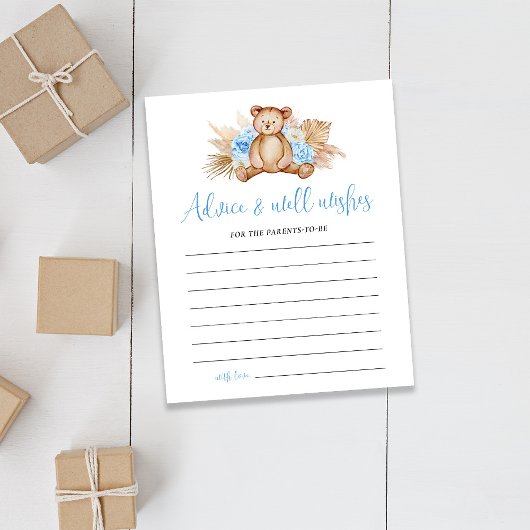 Carte de conseil à l'ours en peluche