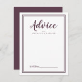 Carte de conseil à venir | Châssis Mariage moderne (Devant / Derrière)