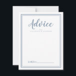 Carte de conseil à venir | Dusty Blue Mariage mode<br><div class="desc">Une carte de conseil mariée simple et élégante présente un design minimaliste avec une bordure à double cadre en bleu poussiéreux sur un arrière - plan blanc immaculé. Personnalisez avec vos noms. Un espace est prévu pour que votre client puisse ajouter ses conseils, ses voeux et sa signature. Les lettres...</div>