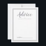 Carte de conseil à venir | Gris blanc Mariage mode<br><div class="desc">Simple et élégante carte de conseil mariée récemment mariée dispose d'un design minimaliste avec une bordure double cadre en gris ultime sur un arrière - plan blanc immaculé. Personnalisez avec vos noms. Un espace est prévu pour que votre client puisse ajouter ses conseils, ses voeux et sa signature. Les lettres...</div>