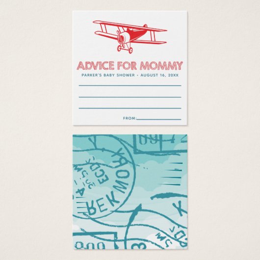 Carte de conseil Baby shower avion (Devant & derrière)
