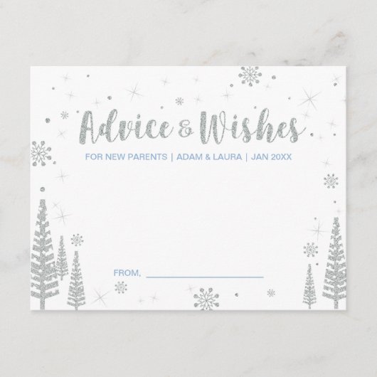 Carte de conseil Baby shower bleu pour maman, pare (Devant)