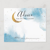 Carte de conseil Baby shower Blue Gold Moon Stars (Devant)