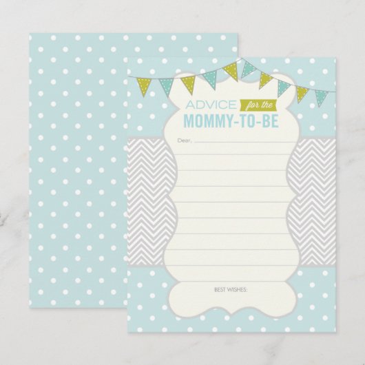 Carte de conseil Baby shower Blue Green Pois (Devant / Derrière)