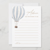 Carte de conseil Baby shower Blue Hot Air Balloon (Devant)