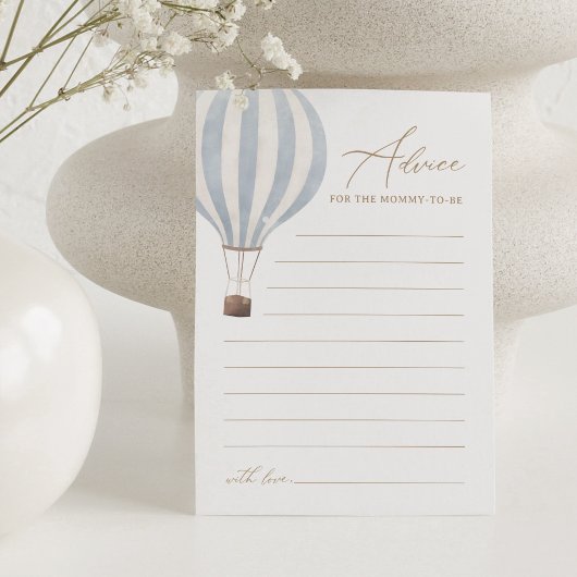 Carte de conseil Baby shower Blue Hot Air Balloon