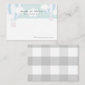 Carte de conseil Baby shower Blue Hot Air Balloon (Devant / Derrière)