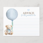 Carte de conseil Baby shower Blue Teddy Bear (Devant)