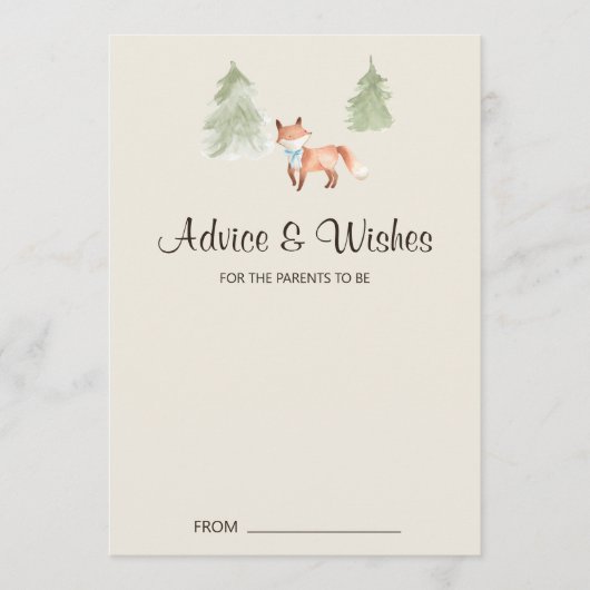 Carte de conseil Baby shower Boy Fox Woodland (Devant)