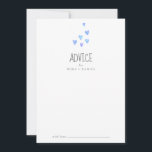 Carte de conseil Baby shower Boy Heart Watercolor<br><div class="desc">Cette carte conseil baby shower de coeur aquarelle est parfaite pour un baby shower simple et peut être utilisée pour tout événement. Le design sucré présente de mignons coeurs pastel aquarelle aux teintes bleu foncé, bleu clair, bleu clair et turquoise. Ces cartes de conseil peuvent être utilisées comme alternative de...</div>
