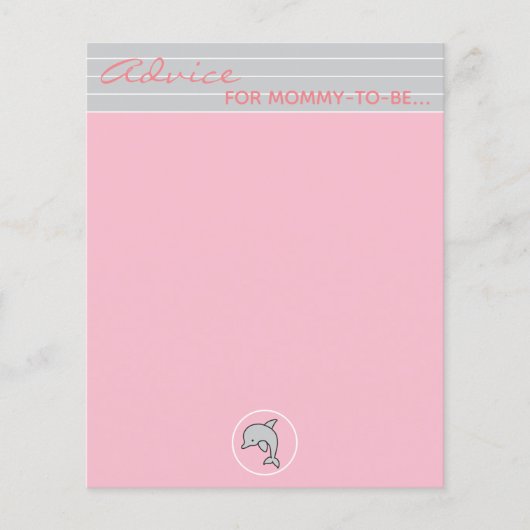 Carte de conseil baby shower "Dauphin rose/gris" (Devant)
