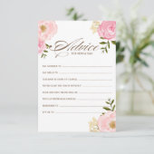 Carte de conseil Baby shower de fleurs d'aquarelle (Debout devant)