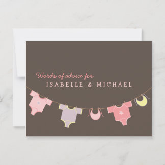 Carte de conseil Baby shower de ligne de vêtements
