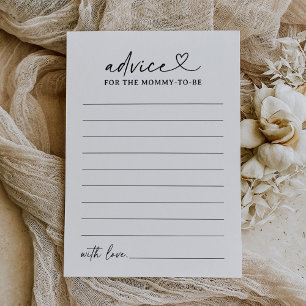 Carte de conseil Baby shower de script moderne