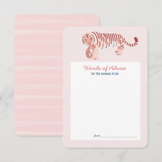 Carte de conseil Baby shower de tigre rose (Devant / Derrière)