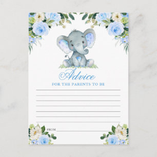 Carte de conseil baby shower Elephant Blue Floral