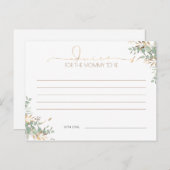 Carte de conseil Baby shower Gold Green (Devant / Derrière)