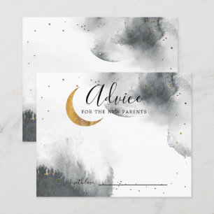 Carte de conseil Baby shower Gris Gold Moon Stars