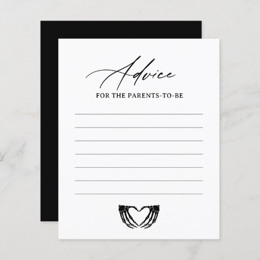 Carte de conseil Baby shower Halloween Skeleton (Devant / Derrière)