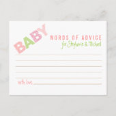Carte de conseil Baby shower moderne Bold en rose (Dos)