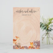 Carte de conseil Baby shower pour animaux de bois  (Debout devant)