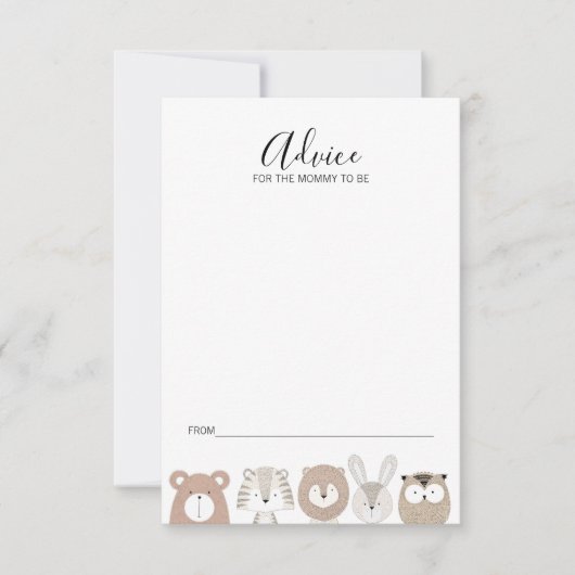 Carte de conseil Baby shower pour les animaux sauv (Devant)