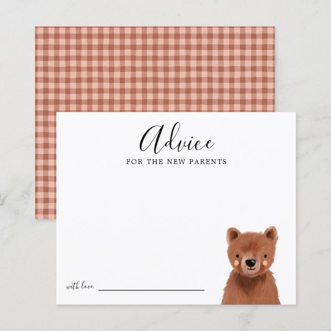 Carte de conseil Baby shower Woodland (Devant / Derrière)