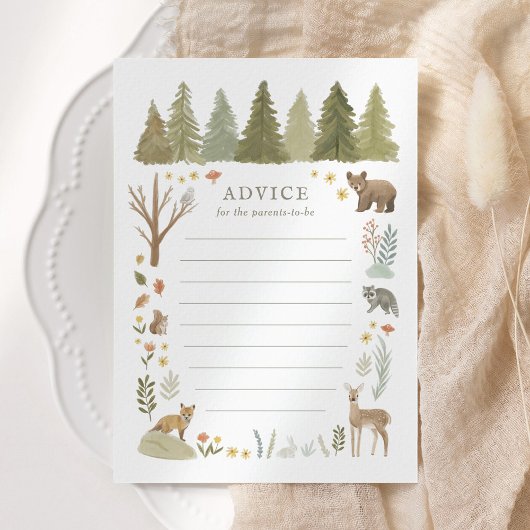 Carte de conseil Baby shower Woodland
