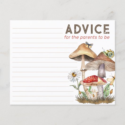 Carte de conseil Baby shower Woodland | Mushr luna (Devant)