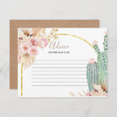 Carte de conseil Boho Cactus Fleurs roses (Devant / Derrière)