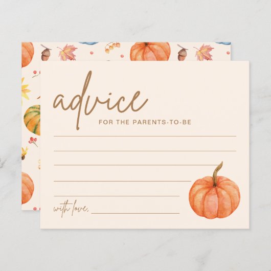 Carte de conseil Citrouille Boho Fall Baby shower (Devant / Derrière)
