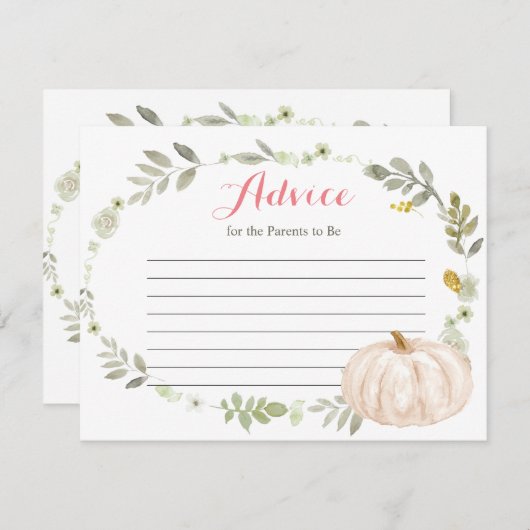 Carte de conseil Citrouille Floral Fall Greenery (Devant / Derrière)