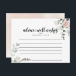 Carte de conseil classique Rose rose rose rose flo<br><div class="desc">Cette carte de conseil classique aux fleurs de rose rose rose rose est parfaite pour un mariage rustique. Le design est composé d'élégantes aquarelles rose roux et de feuillage vert, soigneusement assemblés en de beaux bouquets. Ces cartes sont parfaites pour un mariage, une douche nuptiale, un baby shower, une fête...</div>