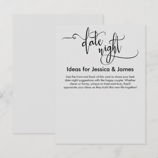 Carte de conseil Date Night Ideas Light Grey (Devant / Derrière)