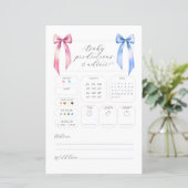 Carte de conseil de Baby shower Pink Blue Bow préd (Debout devant)