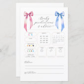 Carte de conseil de Baby shower Pink Blue Bow préd (Devant / Derrière)