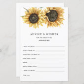 Carte de conseil de Fête des mariées de tournesol (Devant / Derrière)