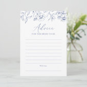 Carte de conseil de Fête des mariées Floral bleu (Debout devant)