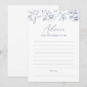 Carte de conseil de Fête des mariées Floral bleu (Devant / Derrière)