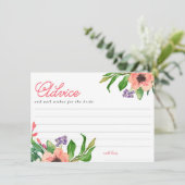 Carte de conseil de Fête des mariées florale d'aqu (Debout devant)