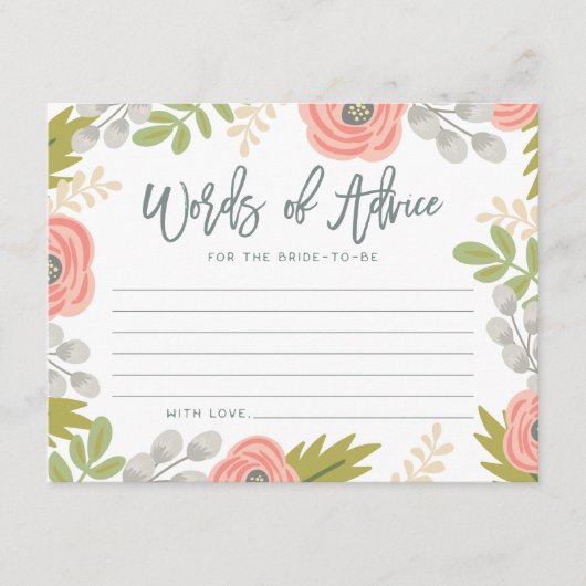 Carte de conseil de Fête des mariées Whimsical Flo (Devant)