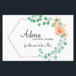 Carte de conseil de mariée à la pêche verte Eucaly<br><div class="desc">Le design présente des tiges d'eucalyptus d'aquarelle douce et une floraison orange/pêche. Coordination de la conception à l'arrière. Personnalisez avec vos détails d'événement facilement et rapidement,  appuyez simplement sur le bouton customiser. Les articles correspondants pour compléter votre collection d'événements sont disponibles dans notre boutique Zazzle!</div>