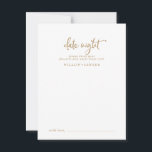 Carte de conseil d'idées de date de nuit Rustic Go<br><div class="desc">Ces cartes d'idées dattes de nuit en or rustique sont l'activité idéale pour une réception mariage campagnard ou une douche nuptiale. Le design simple et moderne d'or et de blanc présente une calligraphie manuscrite unique et fantaisiste, avec un style boho minimaliste contemporain. Personnalisable dans n'importe quelle couleur. Gardez le design...</div>