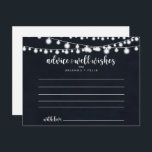 Carte de conseil du Mariage Rustic String Lights<br><div class="desc">Cette carte de conseil mariage à cordes rustiques est parfaite pour un mariage moderne. Le design présente de belles lumières à cordes peintes à la main dans un arrière - plan bleu foncé. Ces cartes sont parfaites pour un mariage, une douche nuptiale, un baby shower, une fête de remise de...</div>