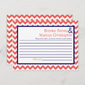 Carte de conseil écrit Coral Navy Blue Chevron Nom (Devant / Derrière)