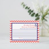 Carte de conseil écrit Coral Navy Blue Chevron Nom (Debout devant)