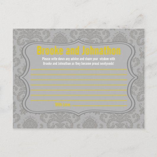 Carte de conseil écrit Lace Damas Gris Moderne Imp (Devant)