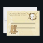 Carte de conseil écrit Mariage Cowboy<br><div class="desc">Ces adorables Cartes de Conseils Écrits sont un complément parfait à tout Mariage. Il vous suffit de remettre ces cartes à vos invités, ainsi que des stylos Sharpie à pointe fine. Vos invités peuvent alors noter tous les conseils qu'ils ont pour la nouvelle mariée et mariée. Ils sont imprimés à...</div>