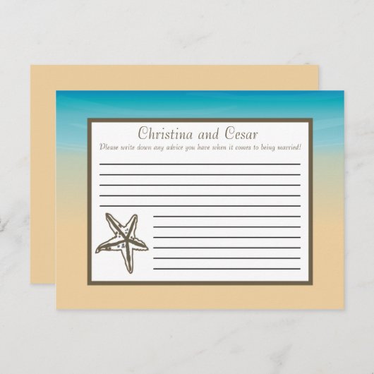 Carte de conseil écrit Ocean Beach Shore Seashells (Devant / Derrière)