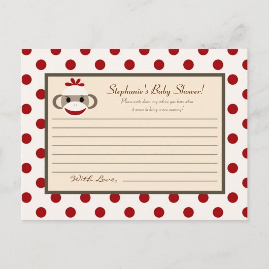 Carte de conseil écrit Red Sock Monkey (Devant)